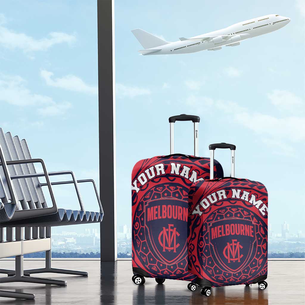 Personalized Melbourne Demons Polynesian Luggage Cover Tribal Chest and Sleeve Tattoo Heritage Warrior