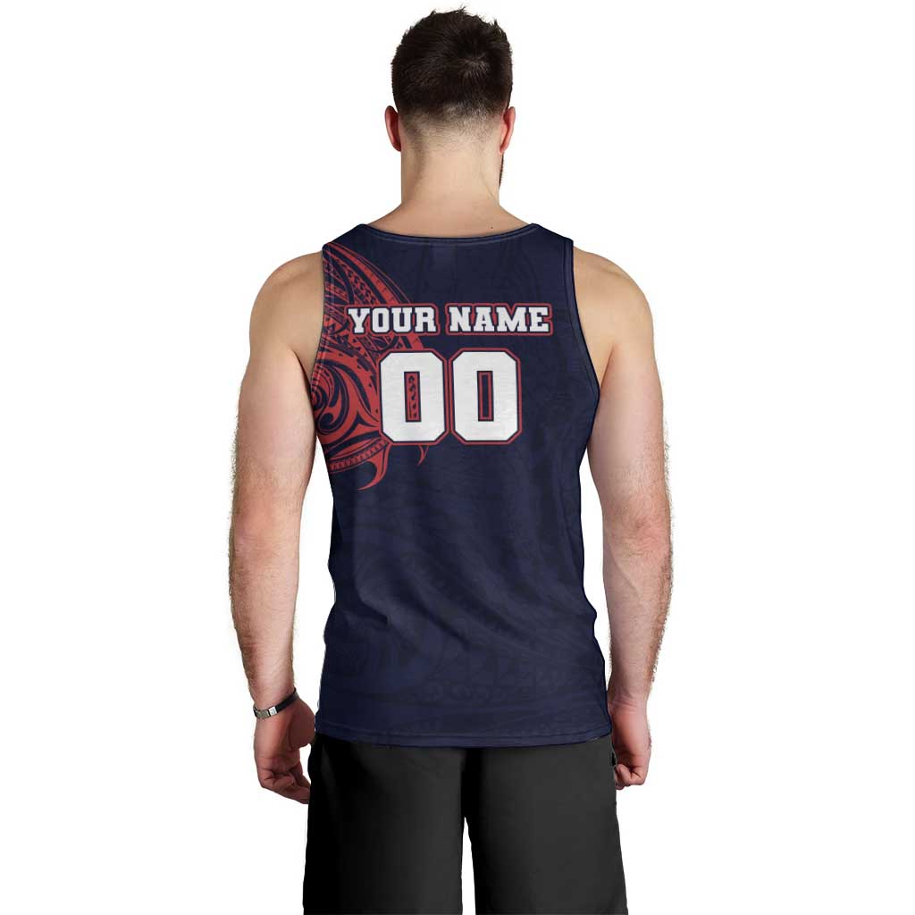 Personalized Melbourne Demons Polynesian Men Tank Top Tribal Chest and Sleeve Tattoo Heritage Warrior