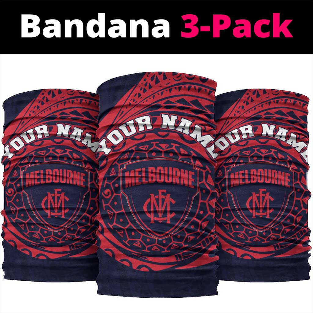 Personalized Melbourne Demons Polynesian Neck Gaiter Tribal Chest and Sleeve Tattoo Heritage Warrior