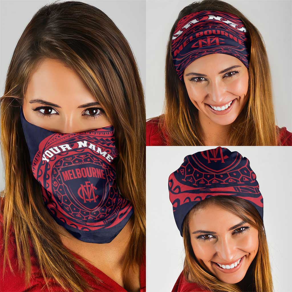 Personalized Melbourne Demons Polynesian Neck Gaiter Tribal Chest and Sleeve Tattoo Heritage Warrior