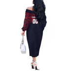 Personalized Melbourne Demons Polynesian Off The Shoulder Long Sleeve Dress Tribal Chest and Sleeve Tattoo Heritage Warrior