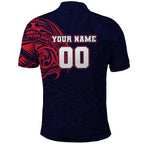 Personalized Melbourne Demons Polynesian Polo Shirt Tribal Chest and Sleeve Tattoo Heritage Warrior