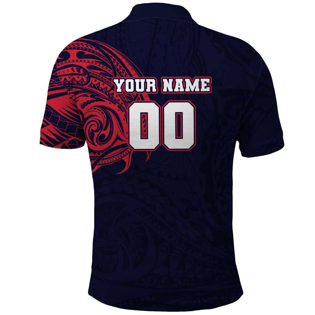 Personalized Melbourne Demons Polynesian Polo Shirt Tribal Chest and Sleeve Tattoo Heritage Warrior