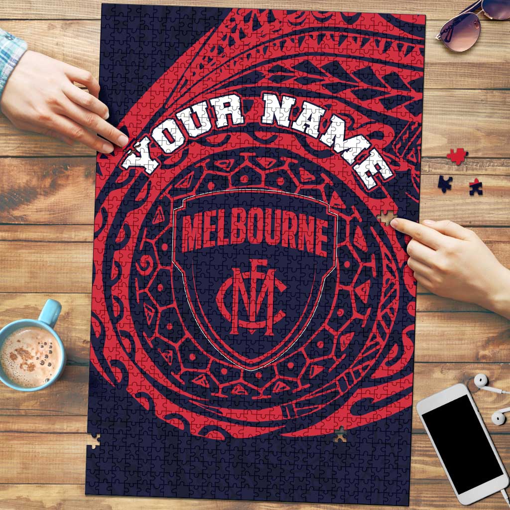 Personalized Melbourne Demons Polynesian Puzzle Tribal Chest and Sleeve Tattoo Heritage Warrior