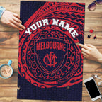 Personalized Melbourne Demons Polynesian Puzzle Tribal Chest and Sleeve Tattoo Heritage Warrior