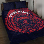 Personalized Melbourne Demons Polynesian Quilt Bed Set Tribal Chest and Sleeve Tattoo Heritage Warrior