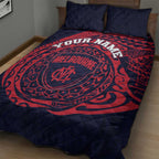 Personalized Melbourne Demons Polynesian Quilt Bed Set Tribal Chest and Sleeve Tattoo Heritage Warrior