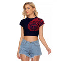 Personalized Melbourne Demons Polynesian Raglan Cropped T Shirt Tribal Chest and Sleeve Tattoo Heritage Warrior