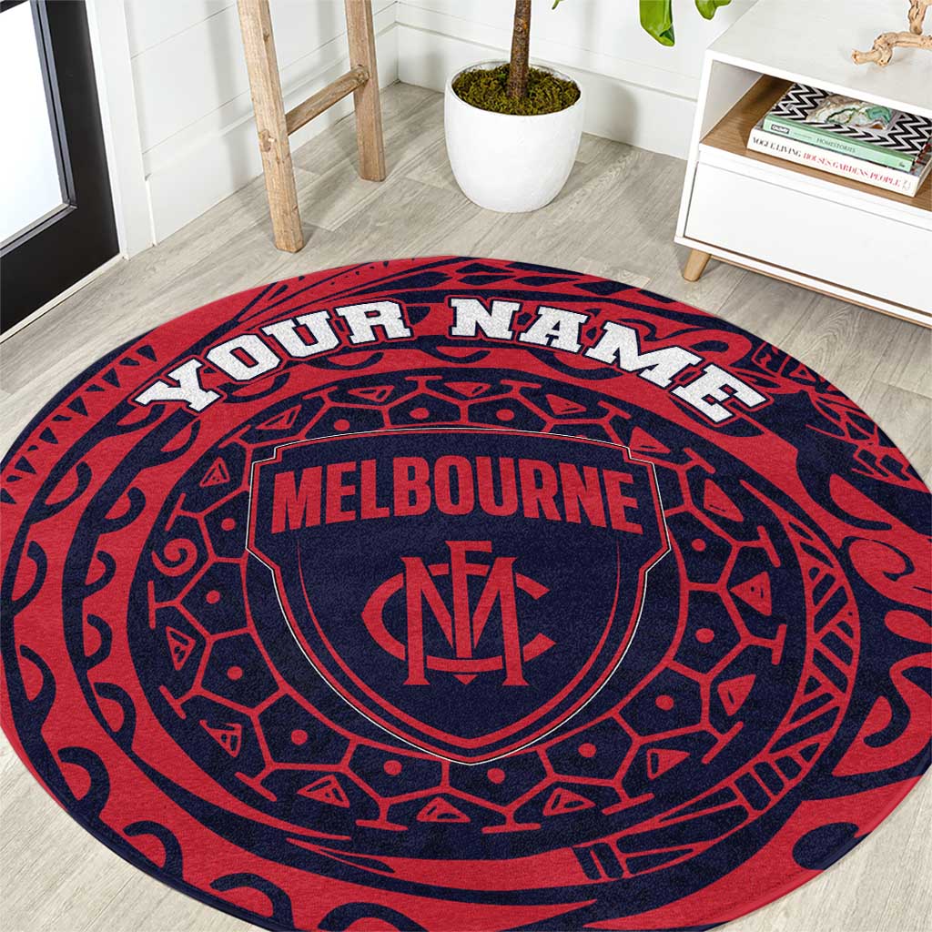 Personalized Melbourne Demons Polynesian Round Carpet Tribal Chest and Sleeve Tattoo Heritage Warrior
