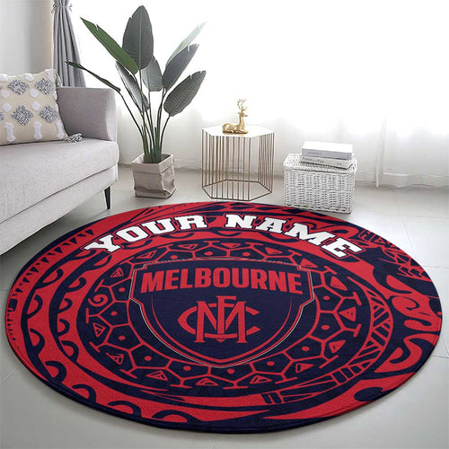Personalized Melbourne Demons Polynesian Round Carpet Tribal Chest and Sleeve Tattoo Heritage Warrior