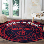 Personalized Melbourne Demons Polynesian Round Carpet Tribal Chest and Sleeve Tattoo Heritage Warrior