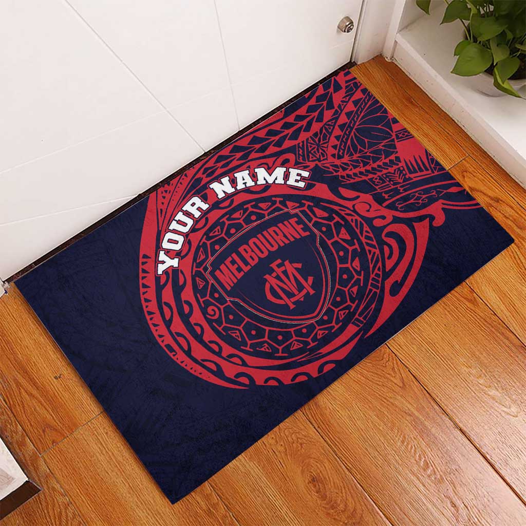 Personalized Melbourne Demons Polynesian Rubber Doormat Tribal Chest and Sleeve Tattoo Heritage Warrior