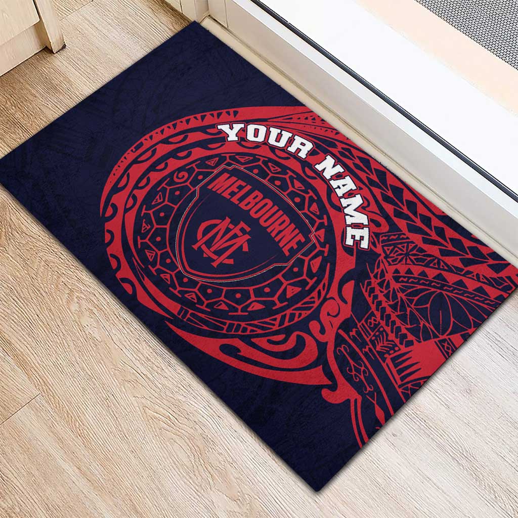 Personalized Melbourne Demons Polynesian Rubber Doormat Tribal Chest and Sleeve Tattoo Heritage Warrior