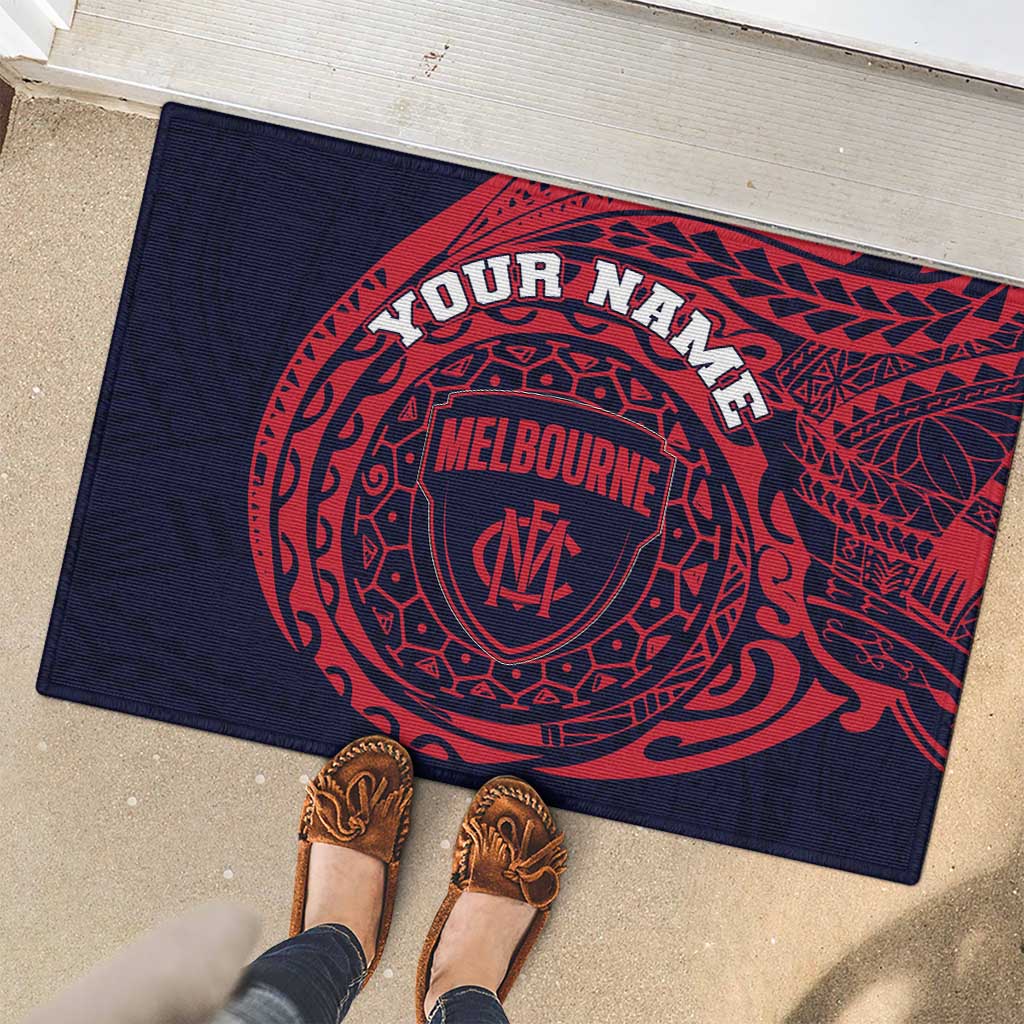 Personalized Melbourne Demons Polynesian Rubber Doormat Tribal Chest and Sleeve Tattoo Heritage Warrior