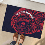 Personalized Melbourne Demons Polynesian Rubber Doormat Tribal Chest and Sleeve Tattoo Heritage Warrior