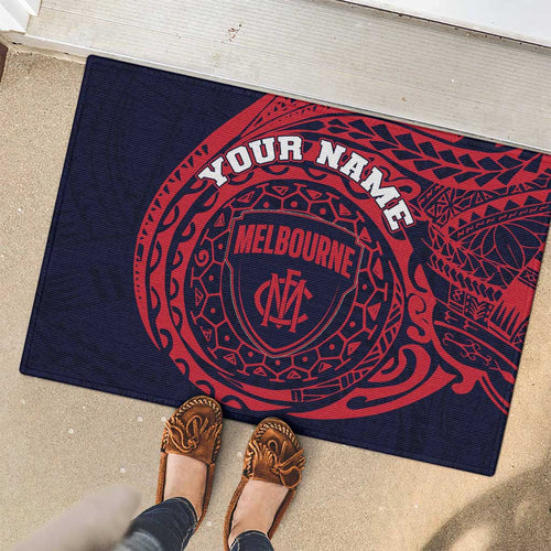 Personalized Melbourne Demons Polynesian Rubber Doormat Tribal Chest and Sleeve Tattoo Heritage Warrior