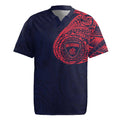 Personalized Melbourne Demons Polynesian Rugby Jersey Tribal Chest and Sleeve Tattoo Heritage Warrior