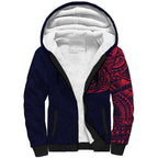 Personalized Melbourne Demons Polynesian Sherpa Hoodie Tribal Chest and Sleeve Tattoo Heritage Warrior