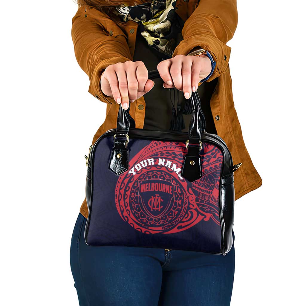 Personalized Melbourne Demons Polynesian Shoulder Handbag Tribal Chest and Sleeve Tattoo Heritage Warrior