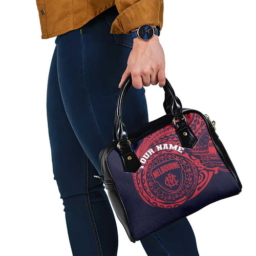 Personalized Melbourne Demons Polynesian Shoulder Handbag Tribal Chest and Sleeve Tattoo Heritage Warrior
