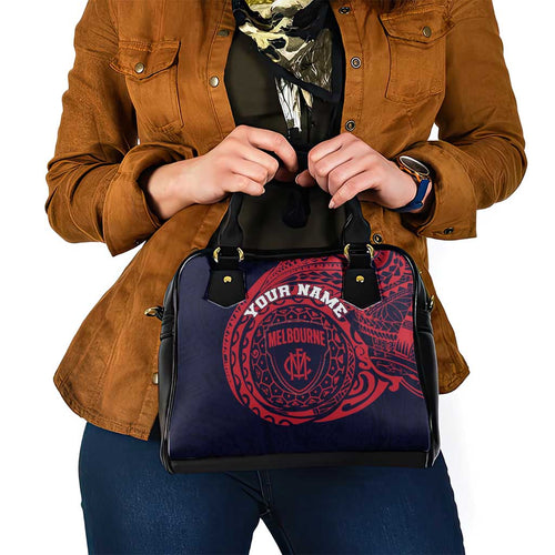 Personalized Melbourne Demons Polynesian Shoulder Handbag Tribal Chest and Sleeve Tattoo Heritage Warrior
