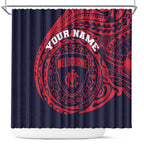 Personalized Melbourne Demons Polynesian Shower Curtain Tribal Chest and Sleeve Tattoo Heritage Warrior