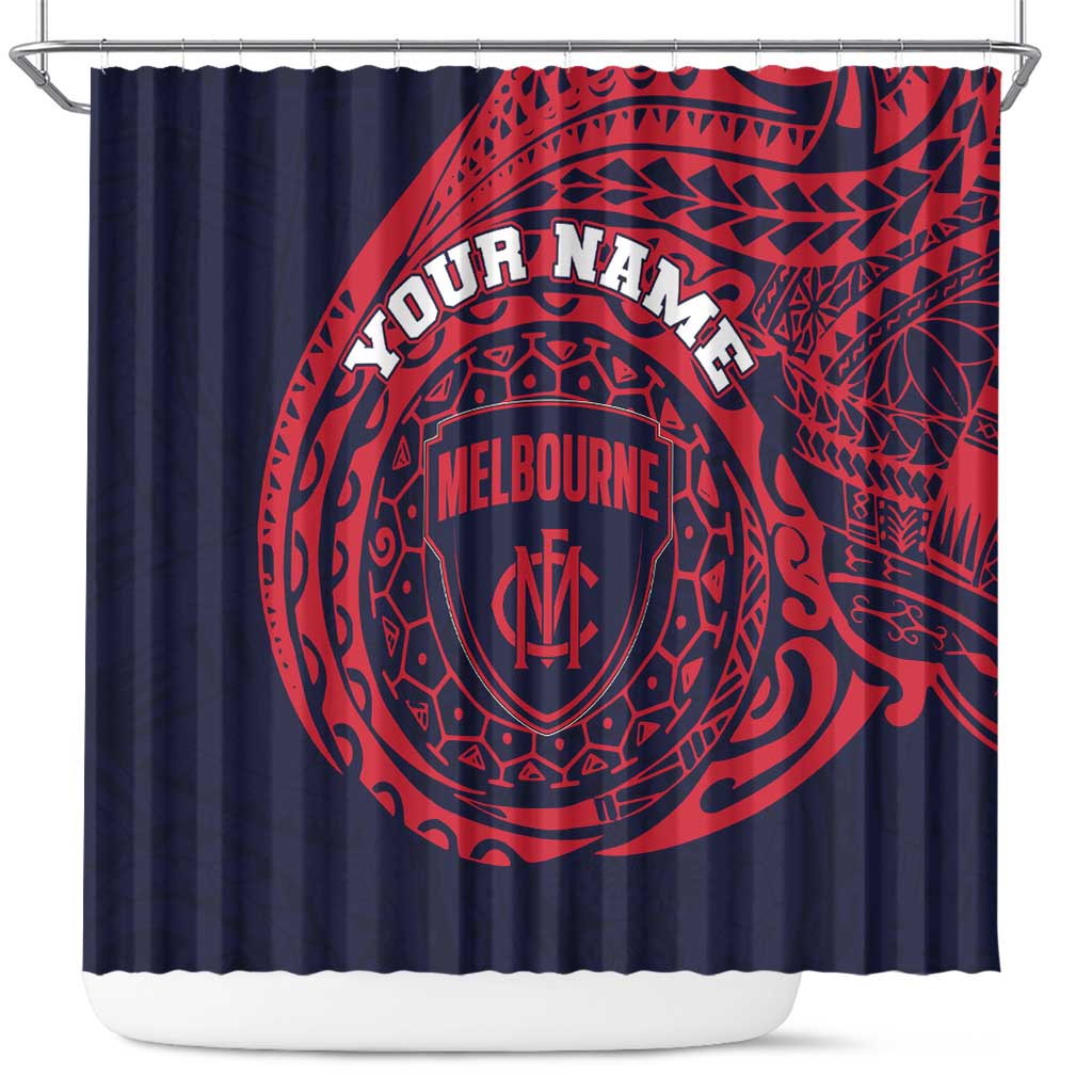 Personalized Melbourne Demons Polynesian Shower Curtain Tribal Chest and Sleeve Tattoo Heritage Warrior