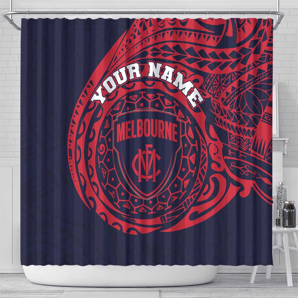 Personalized Melbourne Demons Polynesian Shower Curtain Tribal Chest and Sleeve Tattoo Heritage Warrior