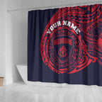 Personalized Melbourne Demons Polynesian Shower Curtain Tribal Chest and Sleeve Tattoo Heritage Warrior