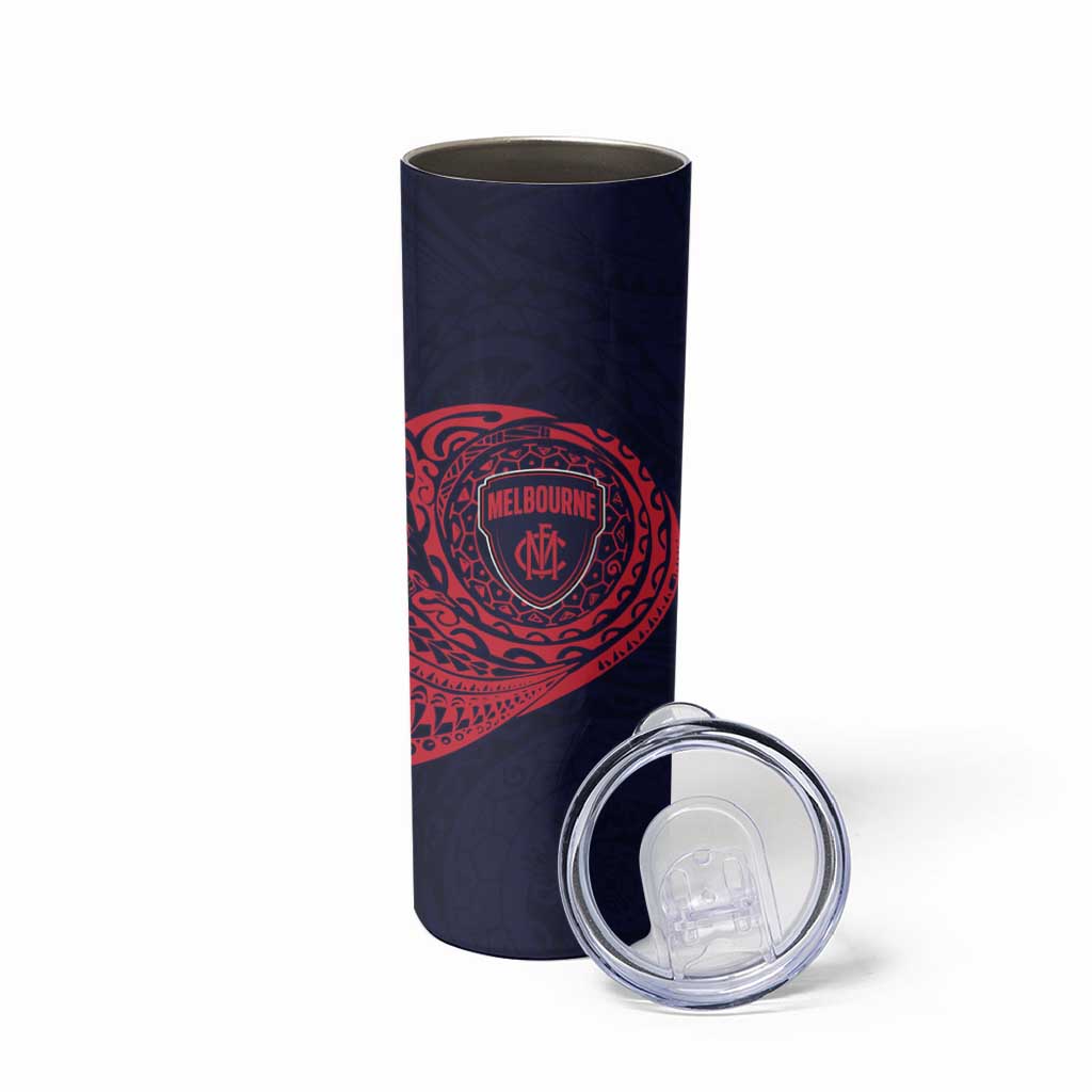Personalized Melbourne Demons Polynesian Skinny Tumbler Tribal Chest and Sleeve Tattoo Heritage Warrior