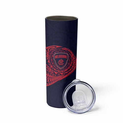 Personalized Melbourne Demons Polynesian Skinny Tumbler Tribal Chest and Sleeve Tattoo Heritage Warrior