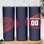 Personalized Melbourne Demons Polynesian Skinny Tumbler Tribal Chest and Sleeve Tattoo Heritage Warrior