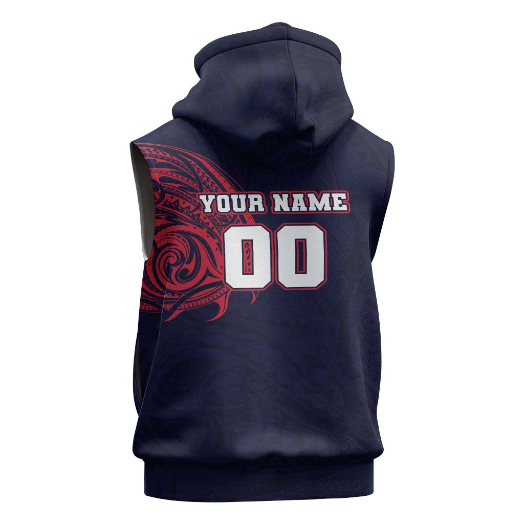 Personalized Melbourne Demons Polynesian Sleeveless Hoodie Tribal Chest and Sleeve Tattoo Heritage Warrior