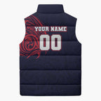 Personalized Melbourne Demons Polynesian Sleeveless Puffer Jacket Tribal Chest and Sleeve Tattoo Heritage Warrior