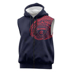 Personalized Melbourne Demons Polynesian Sleeveless Zip Hoodie Tribal Chest and Sleeve Tattoo Heritage Warrior