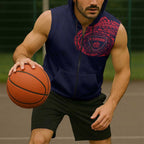 Personalized Melbourne Demons Polynesian Sleeveless Zip Hoodie Tribal Chest and Sleeve Tattoo Heritage Warrior