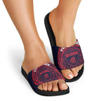 Personalized Melbourne Demons Polynesian Slide Sandals Tribal Chest and Sleeve Tattoo Heritage Warrior