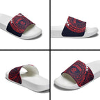 Personalized Melbourne Demons Polynesian Slide Sandals Tribal Chest and Sleeve Tattoo Heritage Warrior