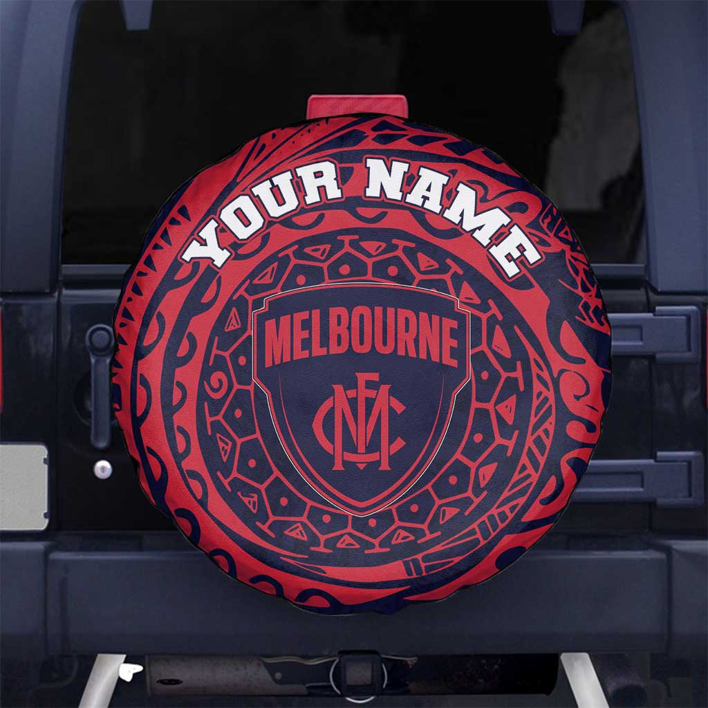 Personalized Melbourne Demons Polynesian Spare Tire Cover Tribal Chest and Sleeve Tattoo Heritage Warrior