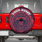 Personalized Melbourne Demons Polynesian Spare Tire Cover Tribal Chest and Sleeve Tattoo Heritage Warrior