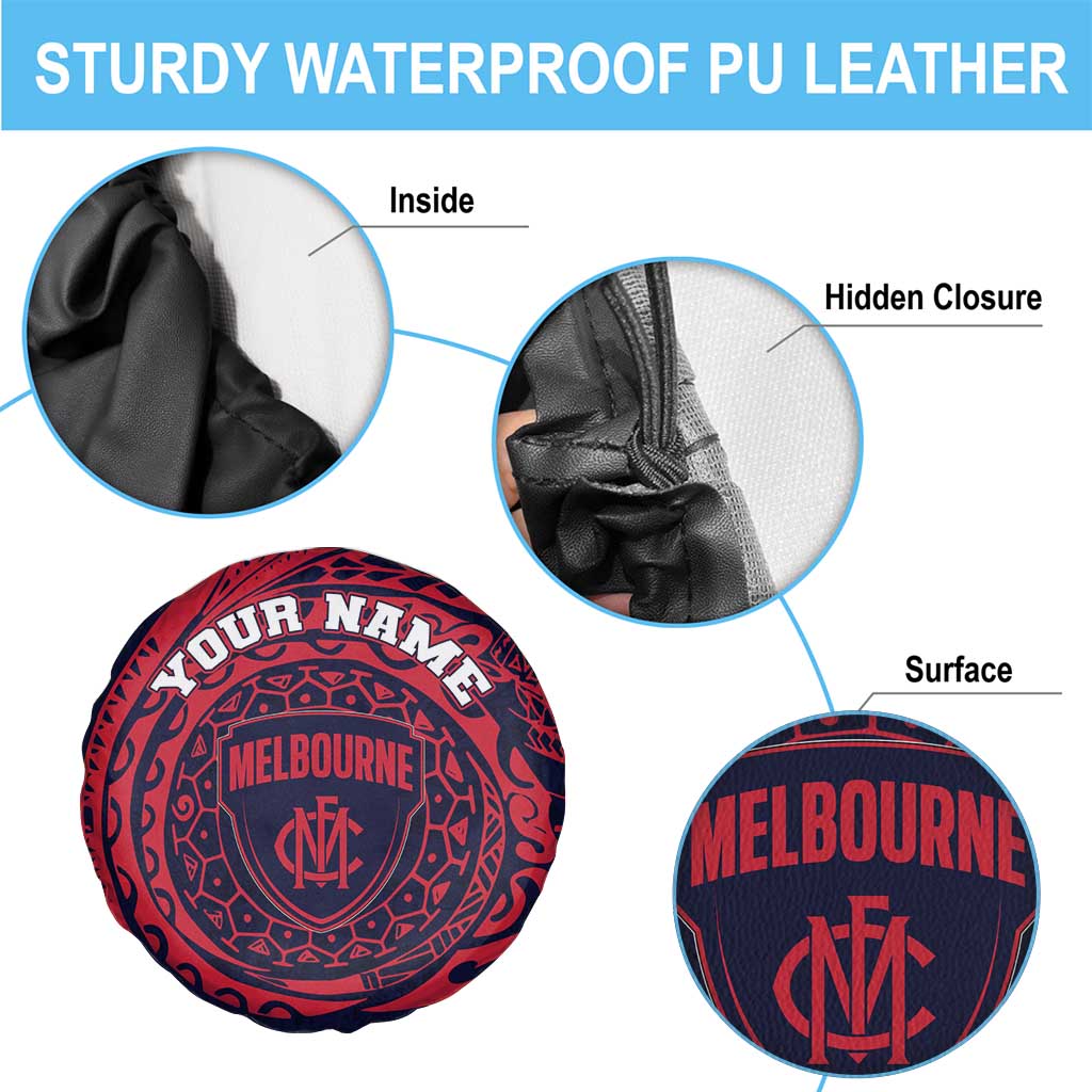 Personalized Melbourne Demons Polynesian Spare Tire Cover Tribal Chest and Sleeve Tattoo Heritage Warrior