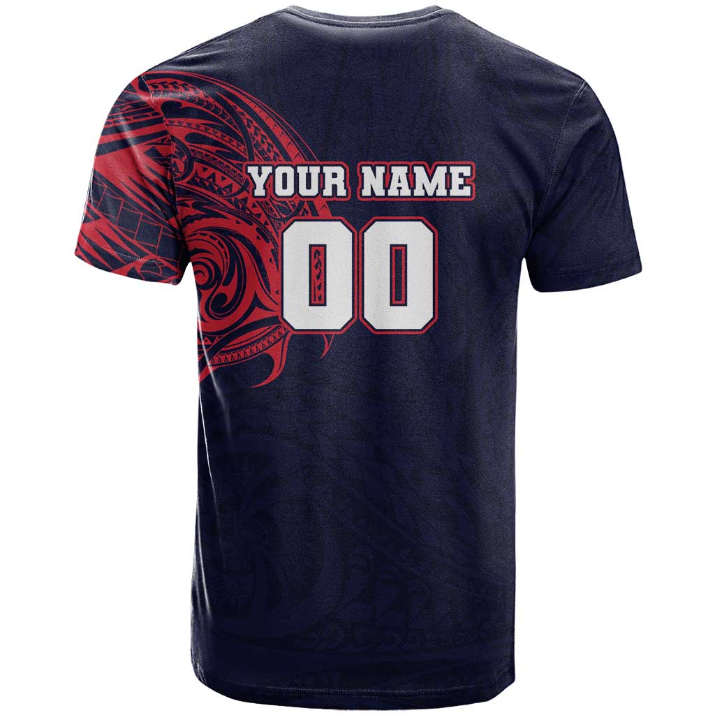 Personalized Melbourne Demons Polynesian T Shirt Tribal Chest and Sleeve Tattoo Heritage Warrior
