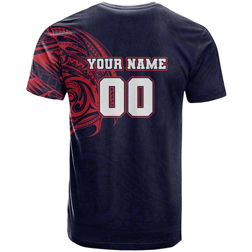 Personalized Melbourne Demons Polynesian T Shirt Tribal Chest and Sleeve Tattoo Heritage Warrior