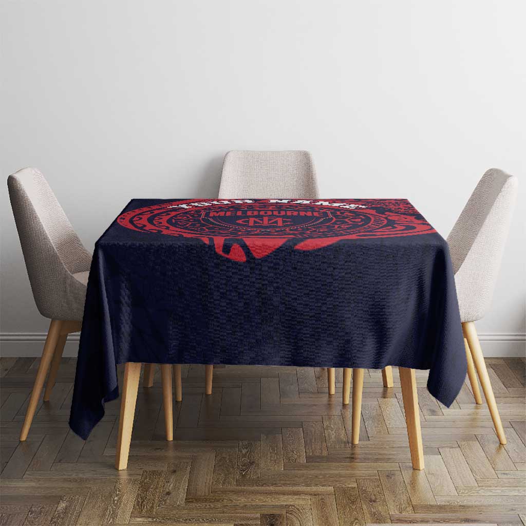 Personalized Melbourne Demons Polynesian Tablecloth Tribal Chest and Sleeve Tattoo Heritage Warrior