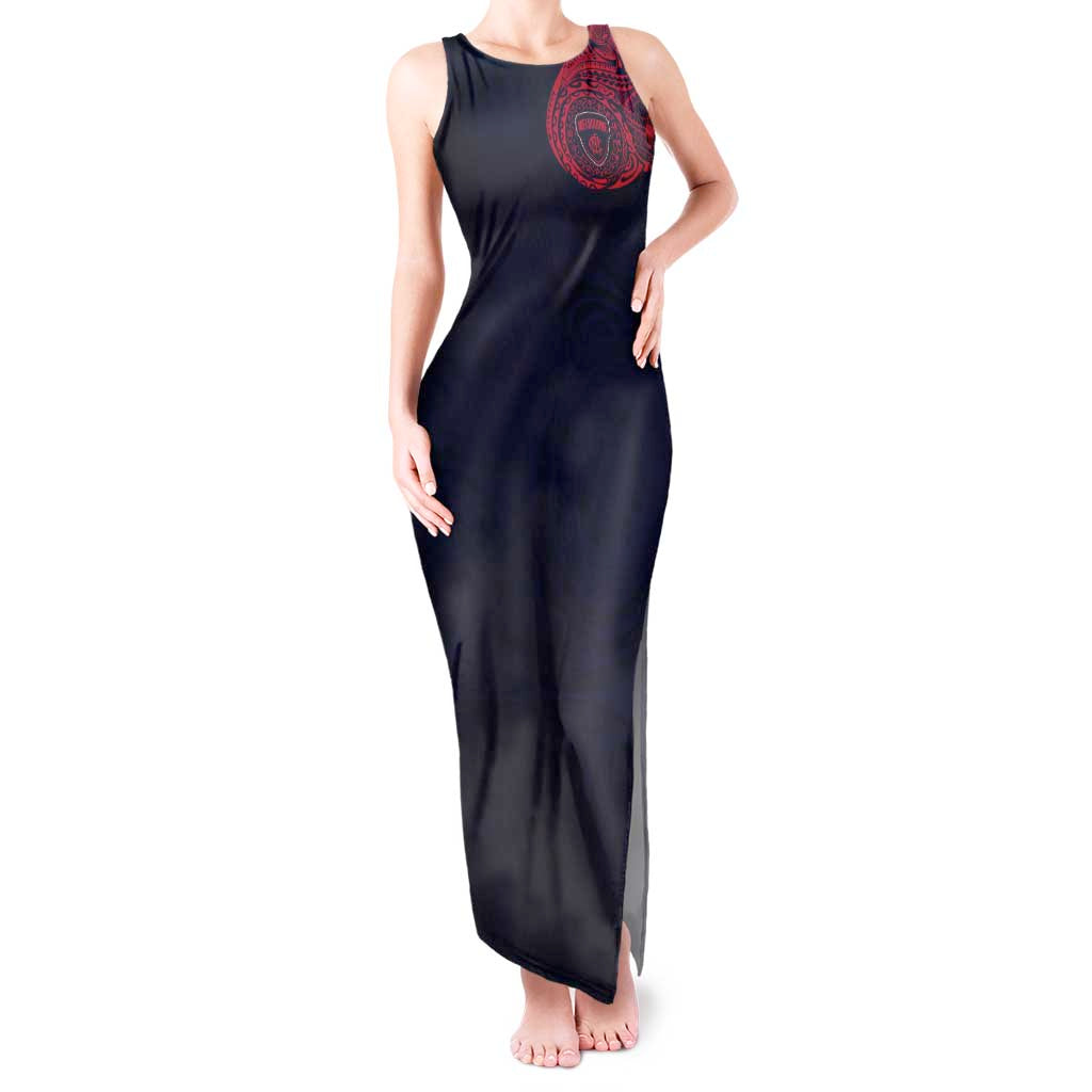 Personalized Melbourne Demons Polynesian Tank Maxi Dress Tribal Chest and Sleeve Tattoo Heritage Warrior