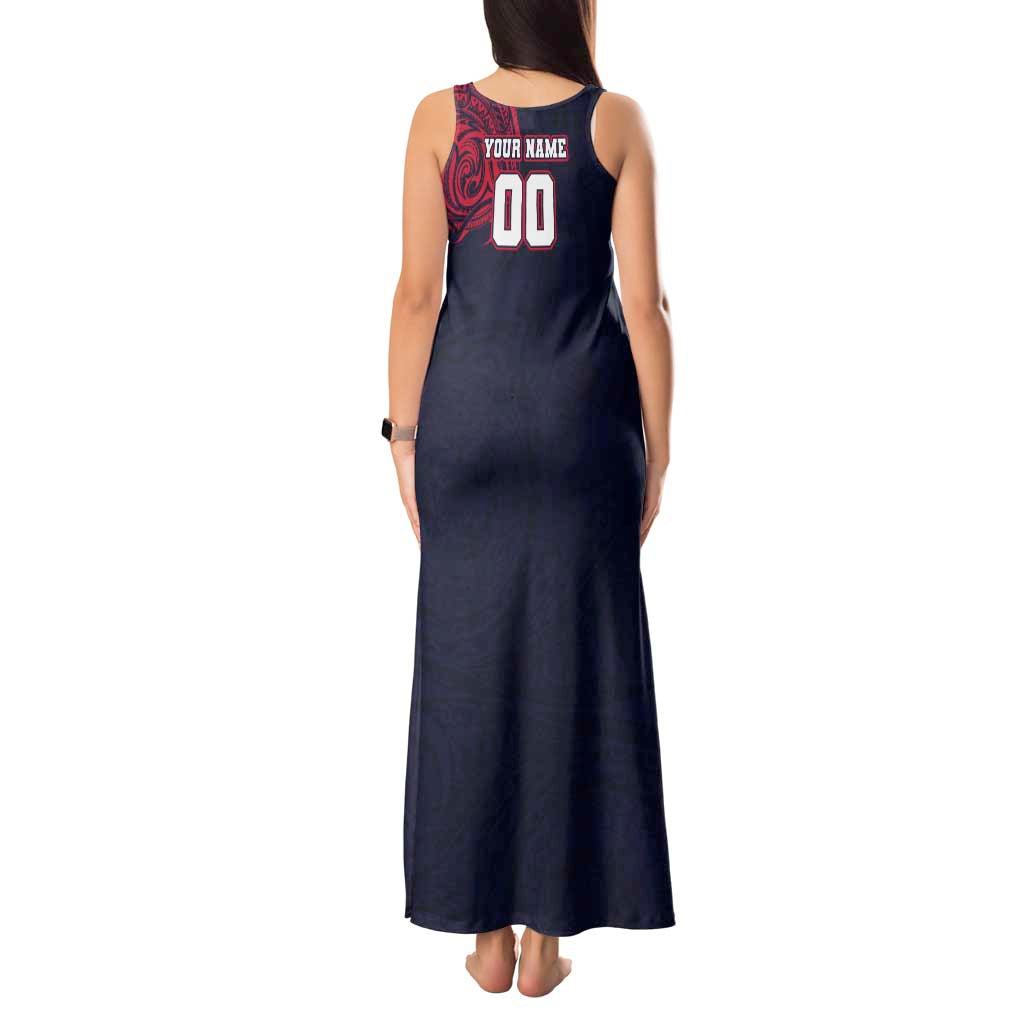 Personalized Melbourne Demons Polynesian Tank Maxi Dress Tribal Chest and Sleeve Tattoo Heritage Warrior