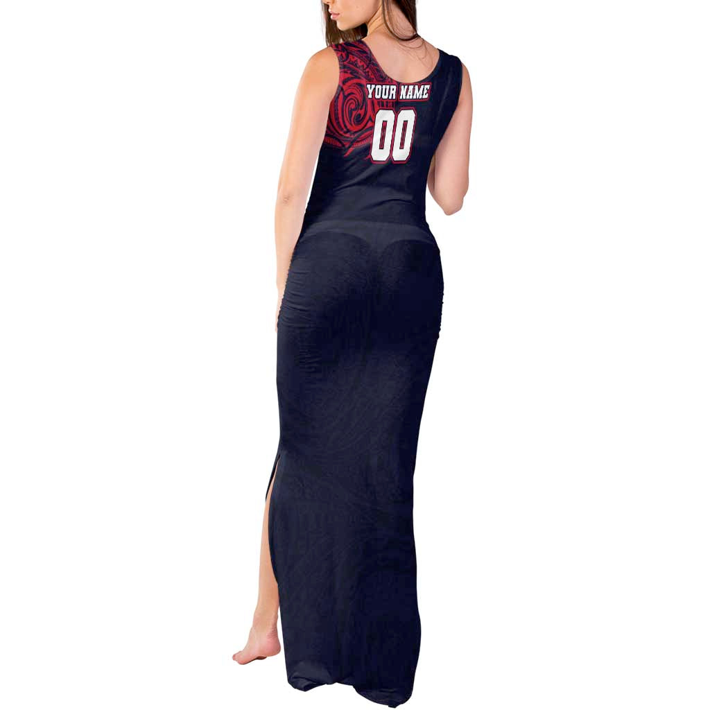 Personalized Melbourne Demons Polynesian Tank Maxi Dress Tribal Chest and Sleeve Tattoo Heritage Warrior