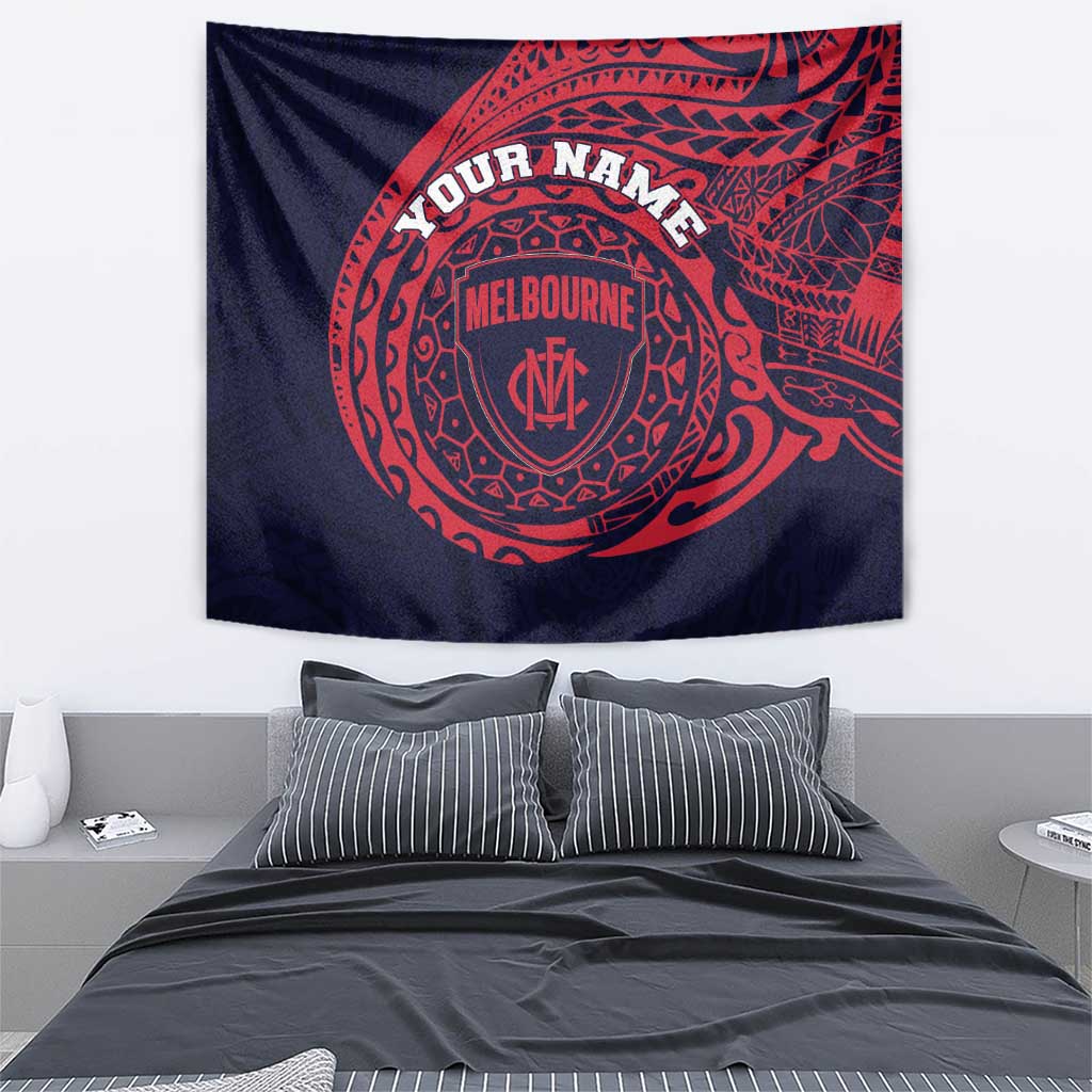 Personalized Melbourne Demons Polynesian Tapestry Tribal Chest and Sleeve Tattoo Heritage Warrior