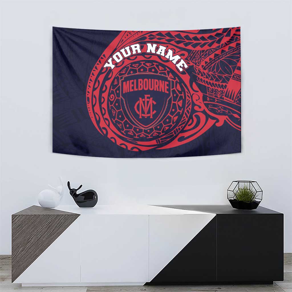 Personalized Melbourne Demons Polynesian Tapestry Tribal Chest and Sleeve Tattoo Heritage Warrior
