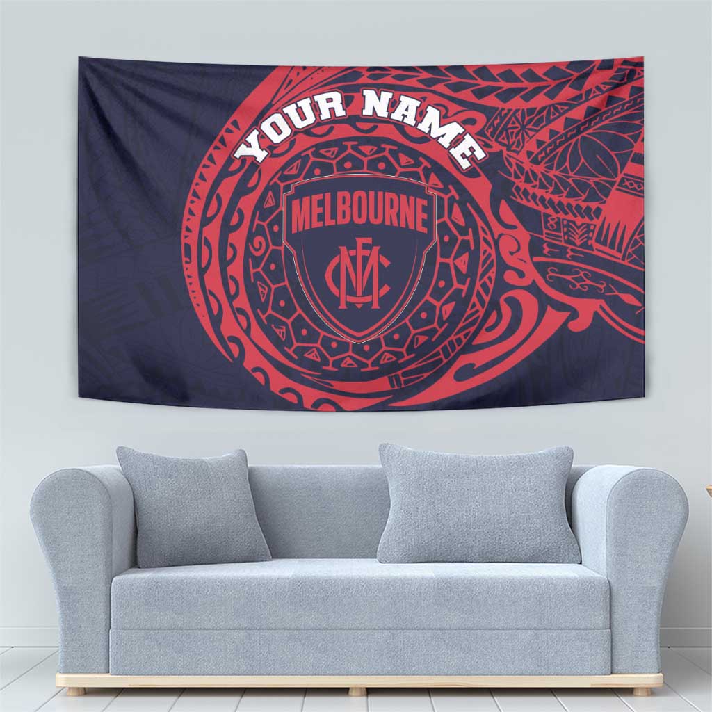 Personalized Melbourne Demons Polynesian Tapestry Tribal Chest and Sleeve Tattoo Heritage Warrior